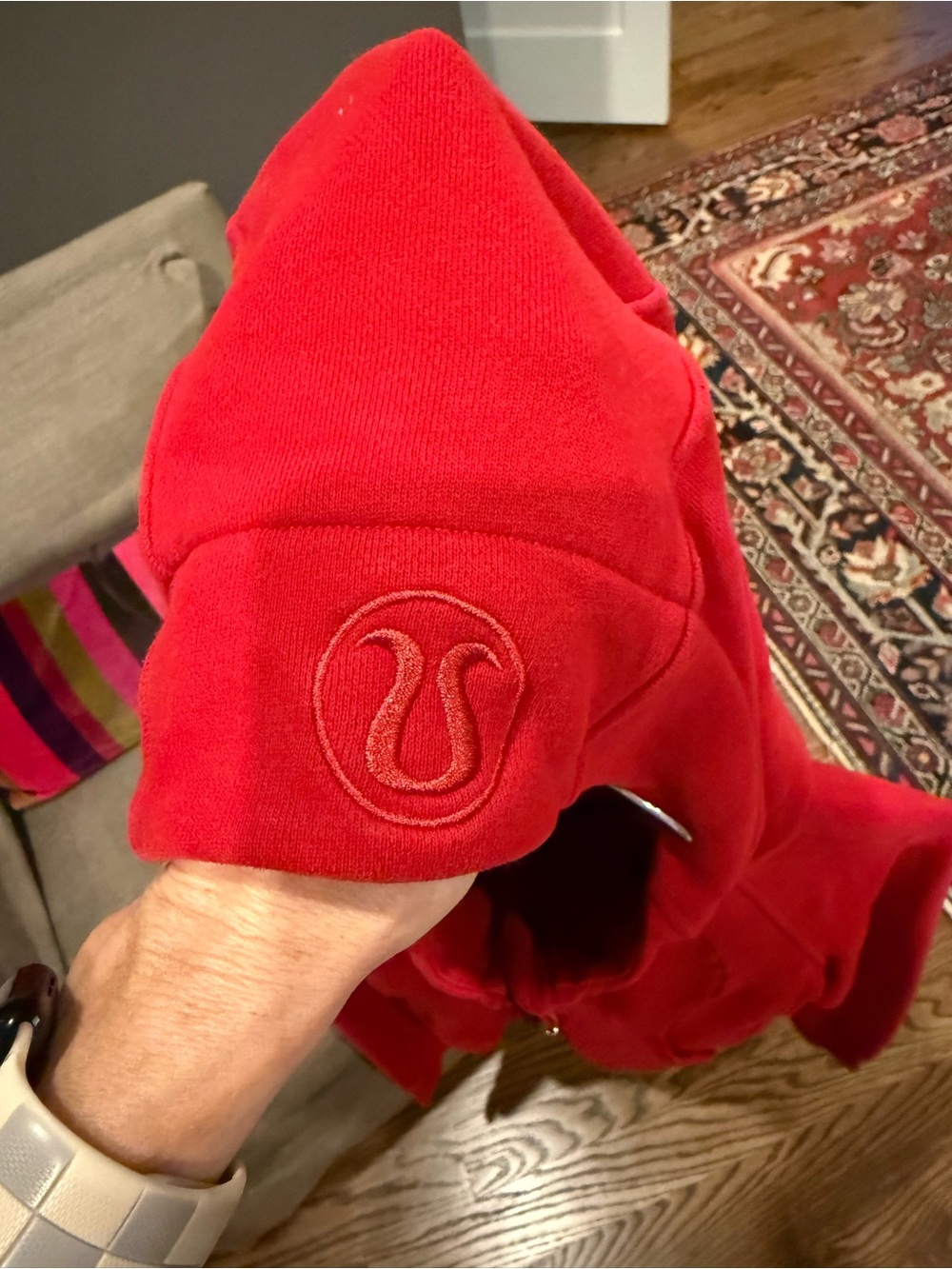 Lululemon Red Zip-Up Hooded Scuba Women's Jacket Sz 6 - Picture 4 of 6